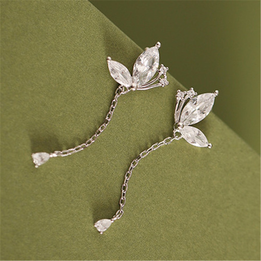 Anting Stud Rumbai Desain Hati Butterfly Gaya retro Elegan Untuk Wanita