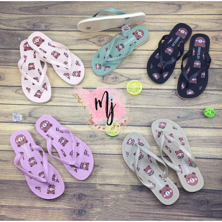 Sandal jepit wanita fashion import model tedy bear sendal murah berkualitas