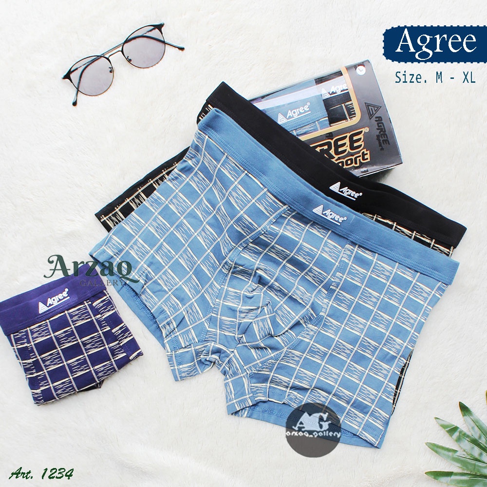 [ 3pc ] Celana Dalam Pria BOXER AGREE SPORT | 1234  Motif Garis