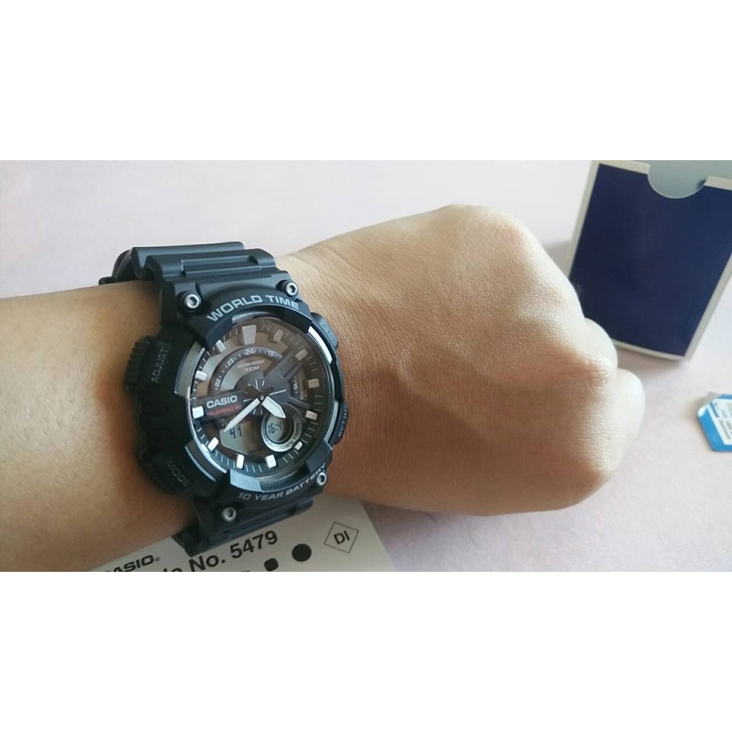 Casio Original AEQ-110W-1A / AEQ110W-1A Jam Tangan Pria - Digital - Karet - Hitam