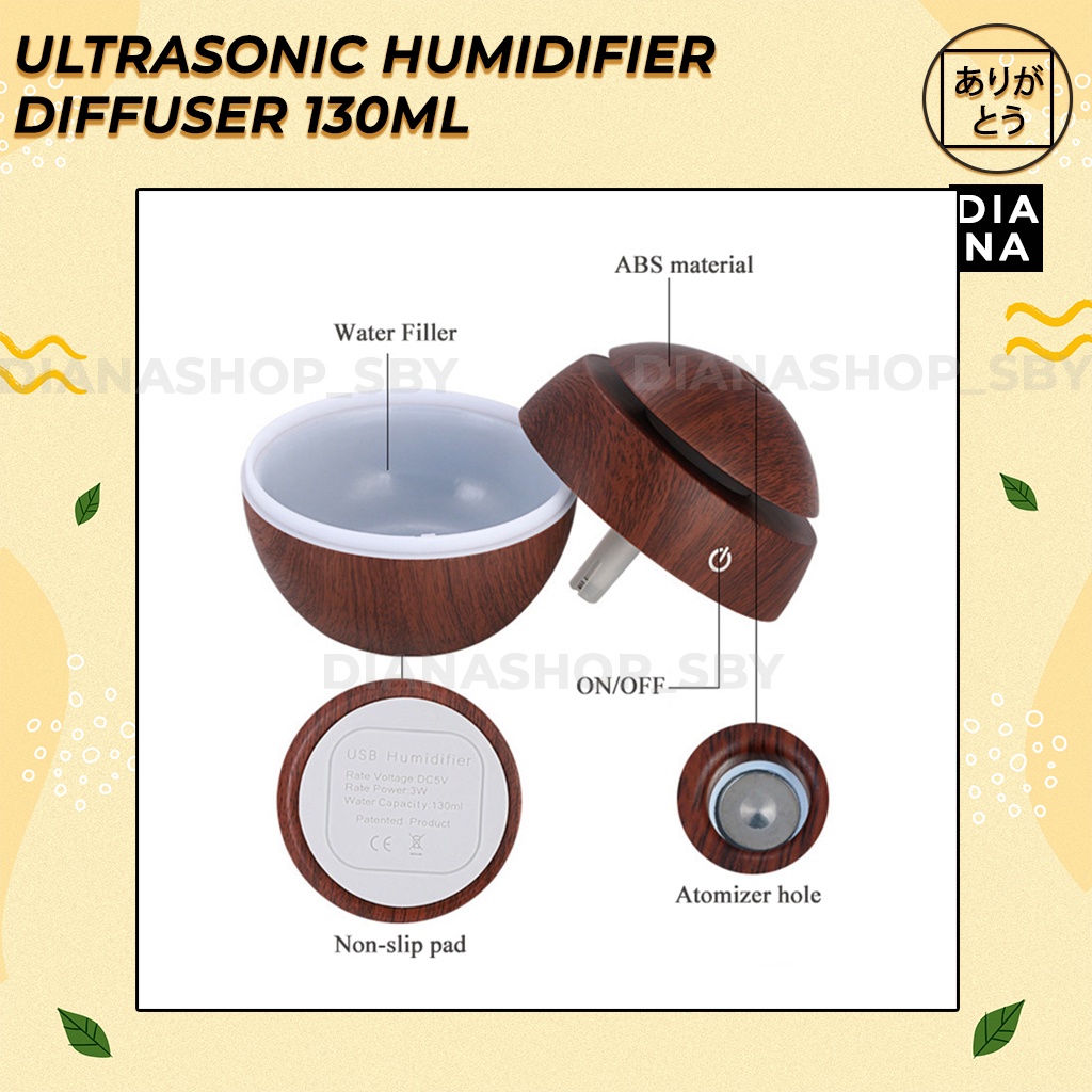 Humidifier Ultrasonic Difuser Diffuser Aromaterapi Aromatheraphy 130Ml Motif Kayu Tanpa Remote