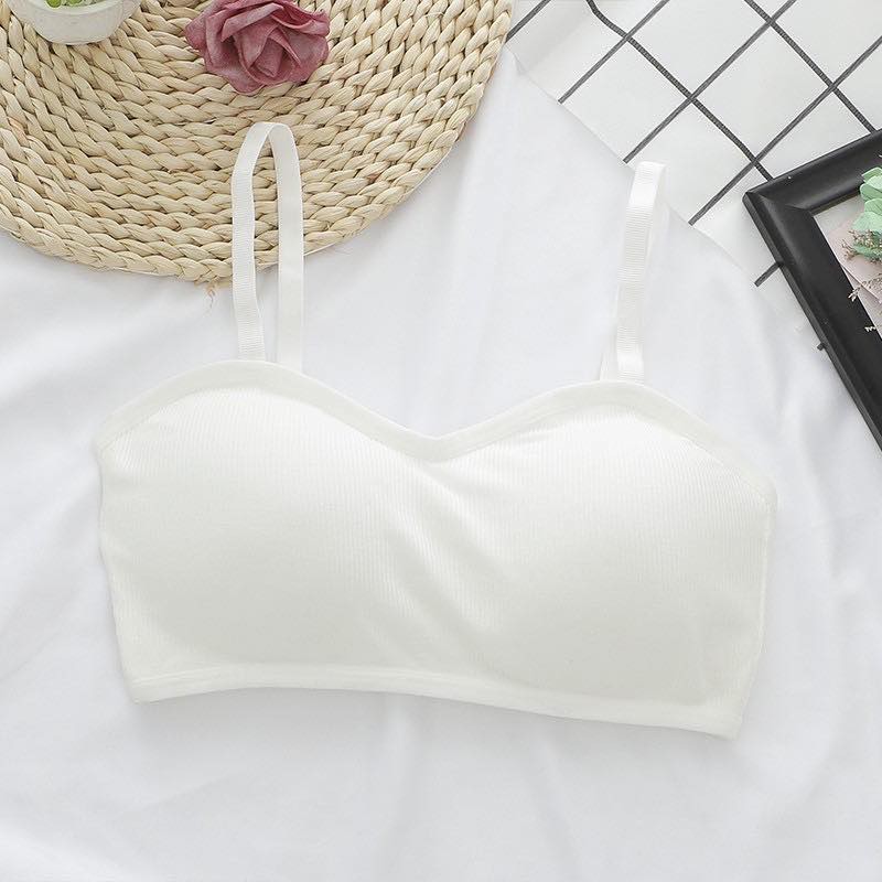 COD/bh/Bra Wanita Tanpa Kawat Bahan Halus Pakaian Dalam bralette Push Up Elastis Sexy dengan Busa-bra-6 putih