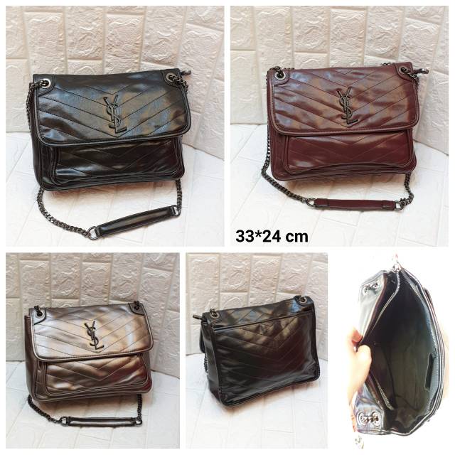 TAS YSL YVES SAINT LAURENT NIKI MEDIUM CHAIN SLING BAG