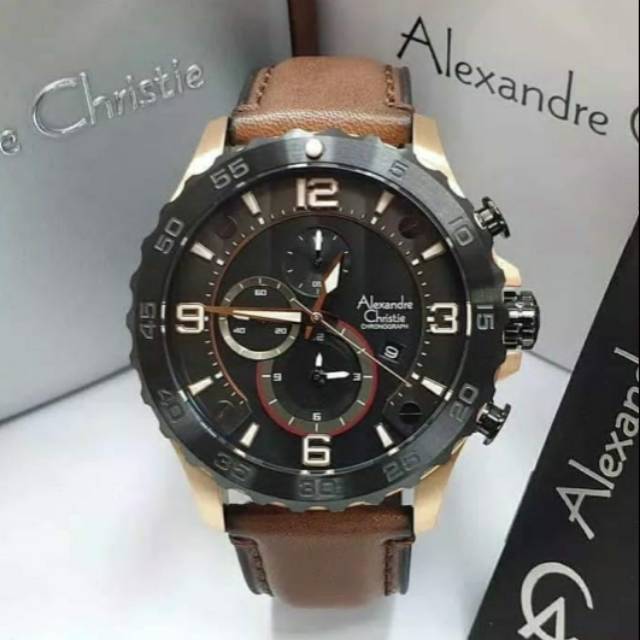 Jam Alexandre Christie AC 6505 Black Rose Gold