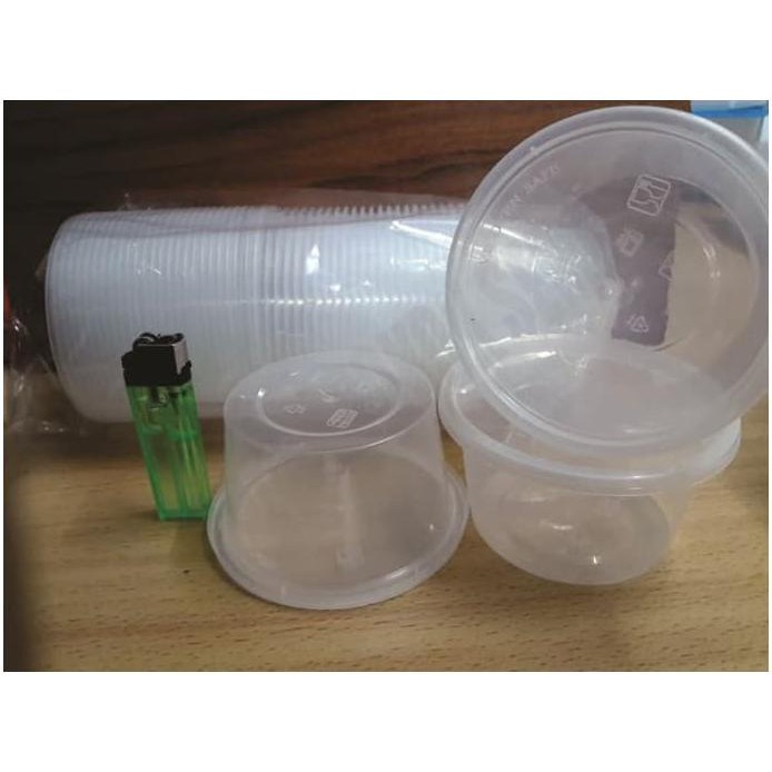 ► (TP) Thinwal Bulat 300 Ml Plastik 500 Pcs Cup Puding Es Kepal Milo Mangkuk - Peralatan Makan -