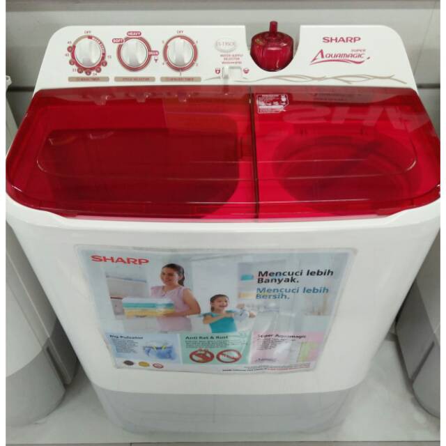 Mesin Cuci 2 Tabung Sharp EST 95 CR AQUA MAGIC BIG PULSATOR 9.5 KG Cuci Dan Kering