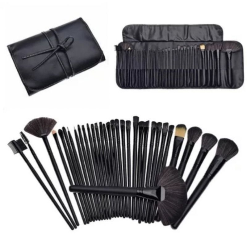 Brush Make Up Lengkap Include Leather Pouch | Kuas Makeup Murah