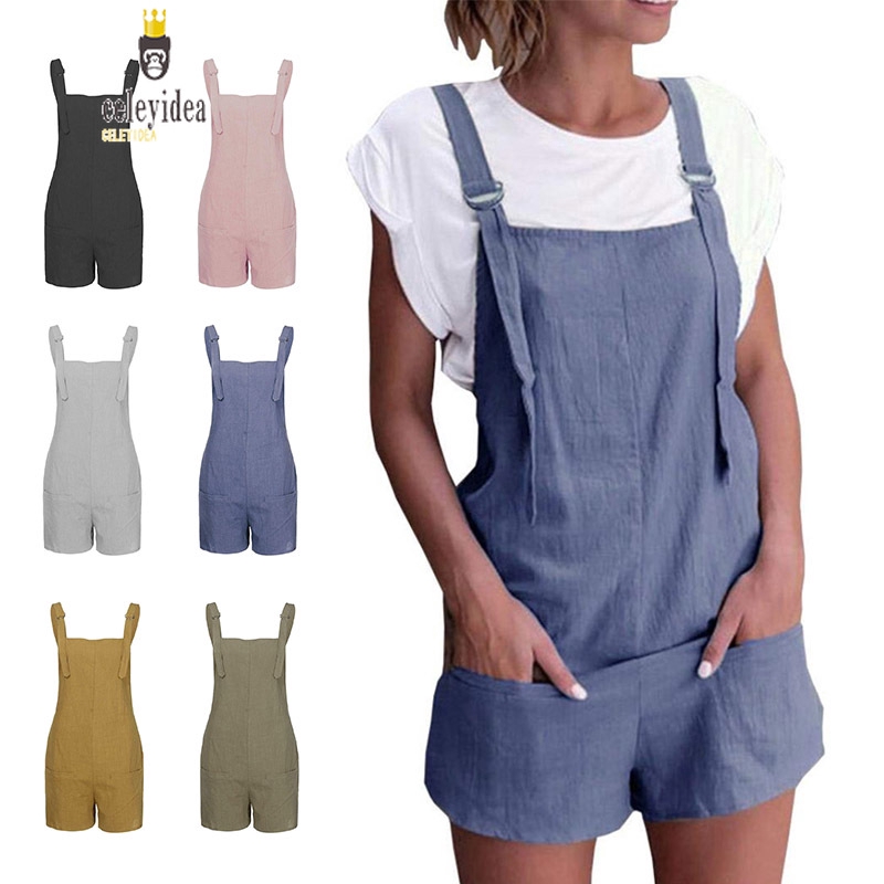 womens linen overall shorts