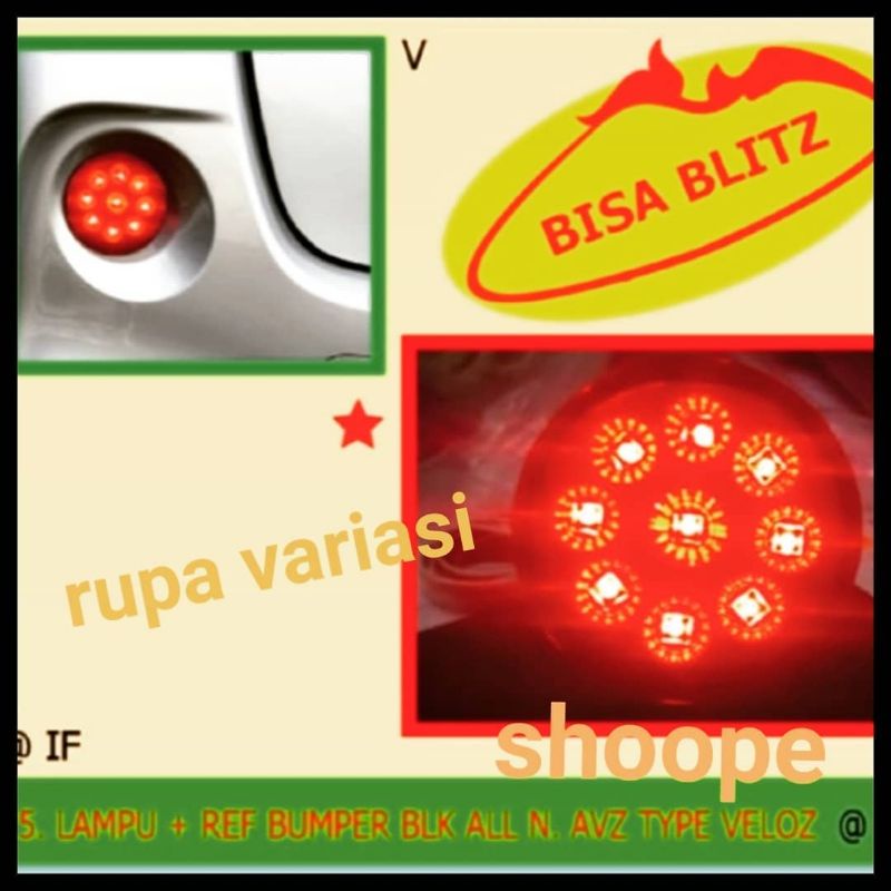 reflektor bumper belakang TOYOTA Avanza VELOZ 2012 sampai 2021 2013 2014 2015 2016 2017 2018 2019 2020 lampu led + plasma mata kucing merah altis