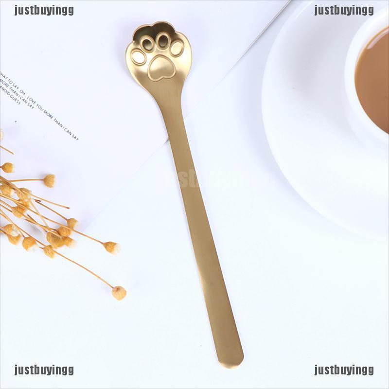 JB✪ 1Pc Stainless Steel Coffee Dessert Spoon Cat Paw Claw Spoon Stirring Spoon