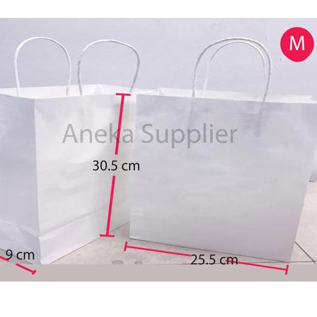 

☻ Paper Bag Putih (White Natural) Go Green - Medium (20pcs) ♔