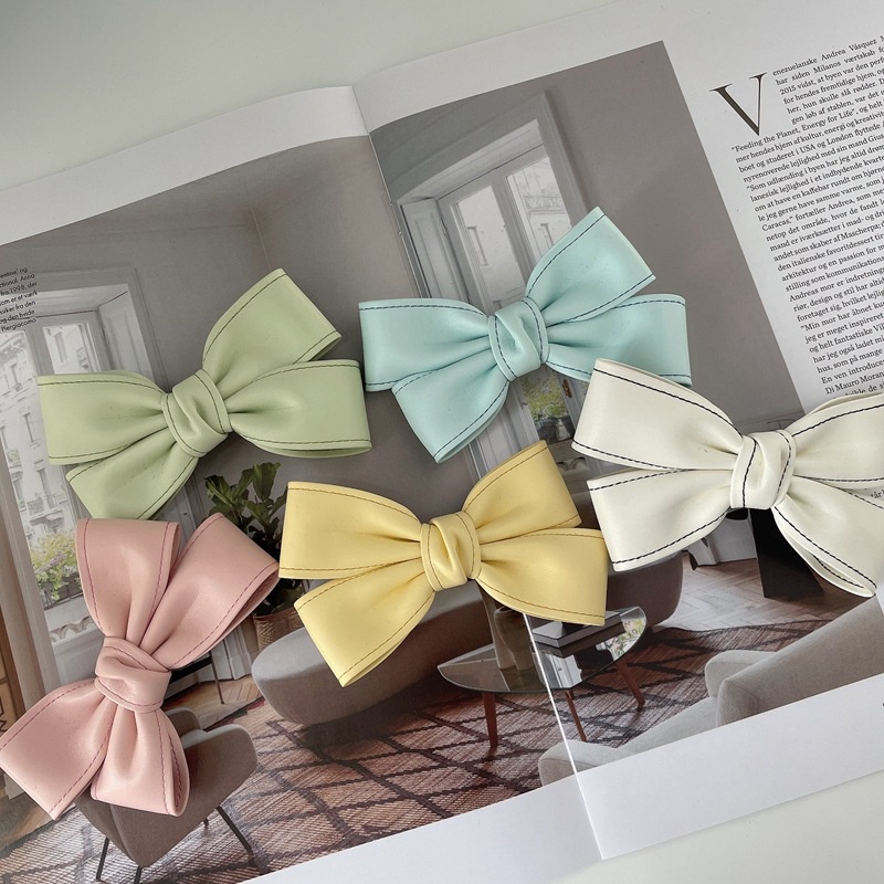 JEPIT PITA RAMBUT MODEL RIBBON BOW KULIT LEATHER CUTE MINI SOFT PASTEL COLOR WARNA SOLID LEMBUT JEPITAN HAIR SNAP PRETTY CLIP HAIRCLIP