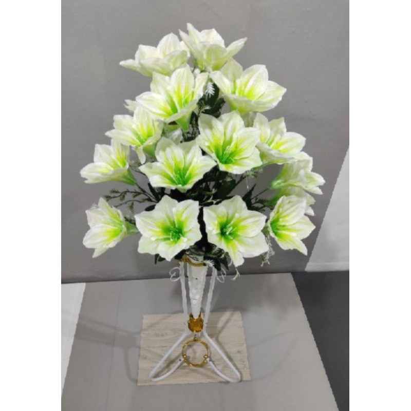 (Bunga saja) Bunga artificial anthurium, Amarilis, Aron panda, Bunga Lilly bunga sudut-Amarilis putih