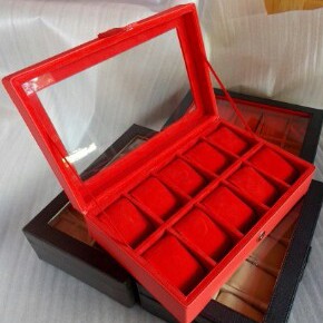 MERAH FULL - Watch Box SPORT isi 10 / Kotak Jam Tangan JUMBO isi 10 / Box Tempat Jam Tangan