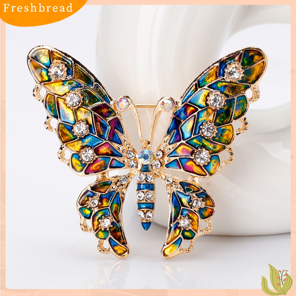 Fresh| Butterfly Bros Bentuk Kupu-Kupu Aksen Berlian Imitasi Warna-Warni Bahan Metal Untuk Wanita