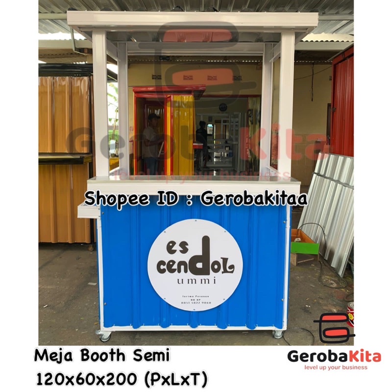 meja booth/ meja jualan / meja kontainer/ gerobak meja