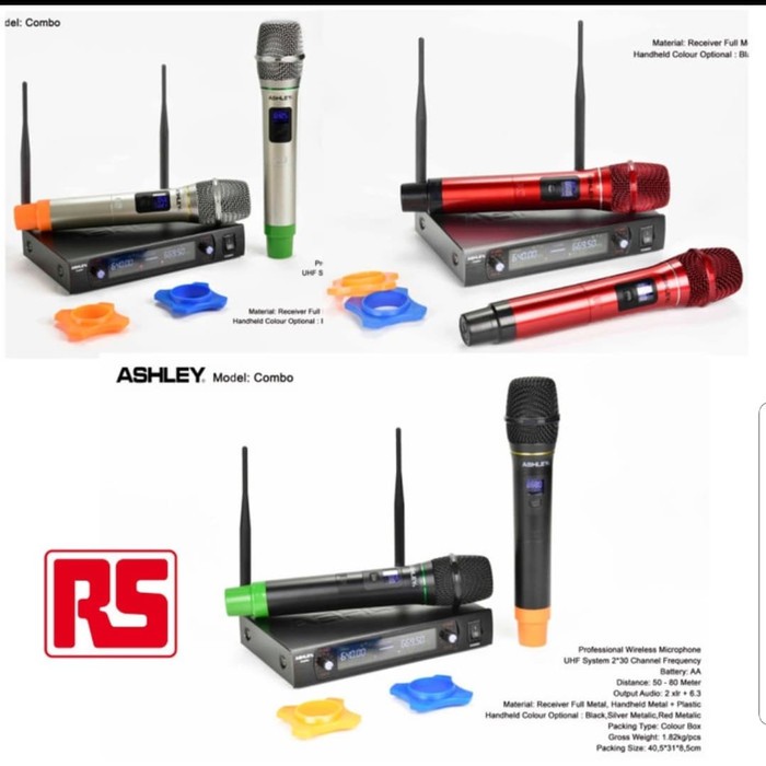 MICROPHONE ASHLEY COMBO MIC WIRELESS ASHLEY ORIGINAL GARANSI BARU