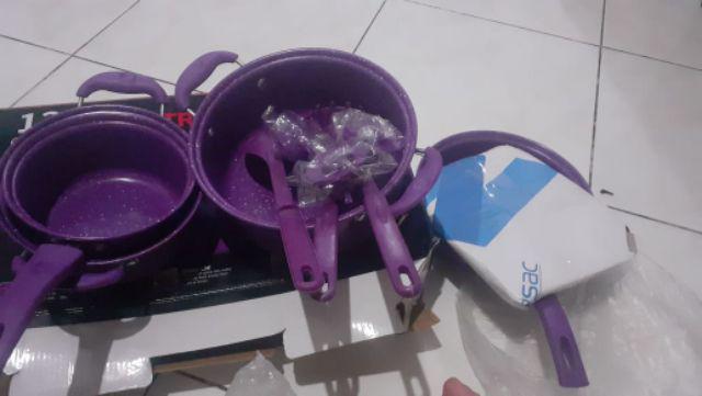 Panci Set Lengkap Isi 13 Pcs  Cookware Merk Tri J Bahan Istimewa Anti Lengket