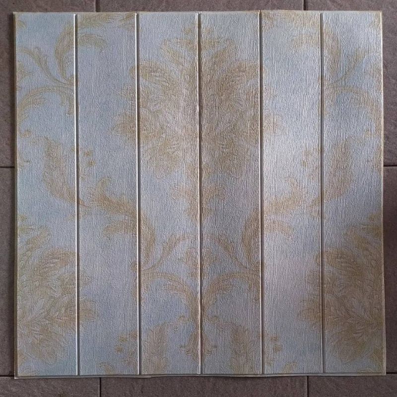 wallpaper foam sticker premium permukaan timbul motif batik soft biru
