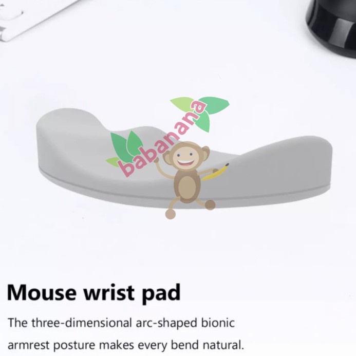 Mouse wrist pad alas tangan arm rest sandaran ergonomis lengan abu abu