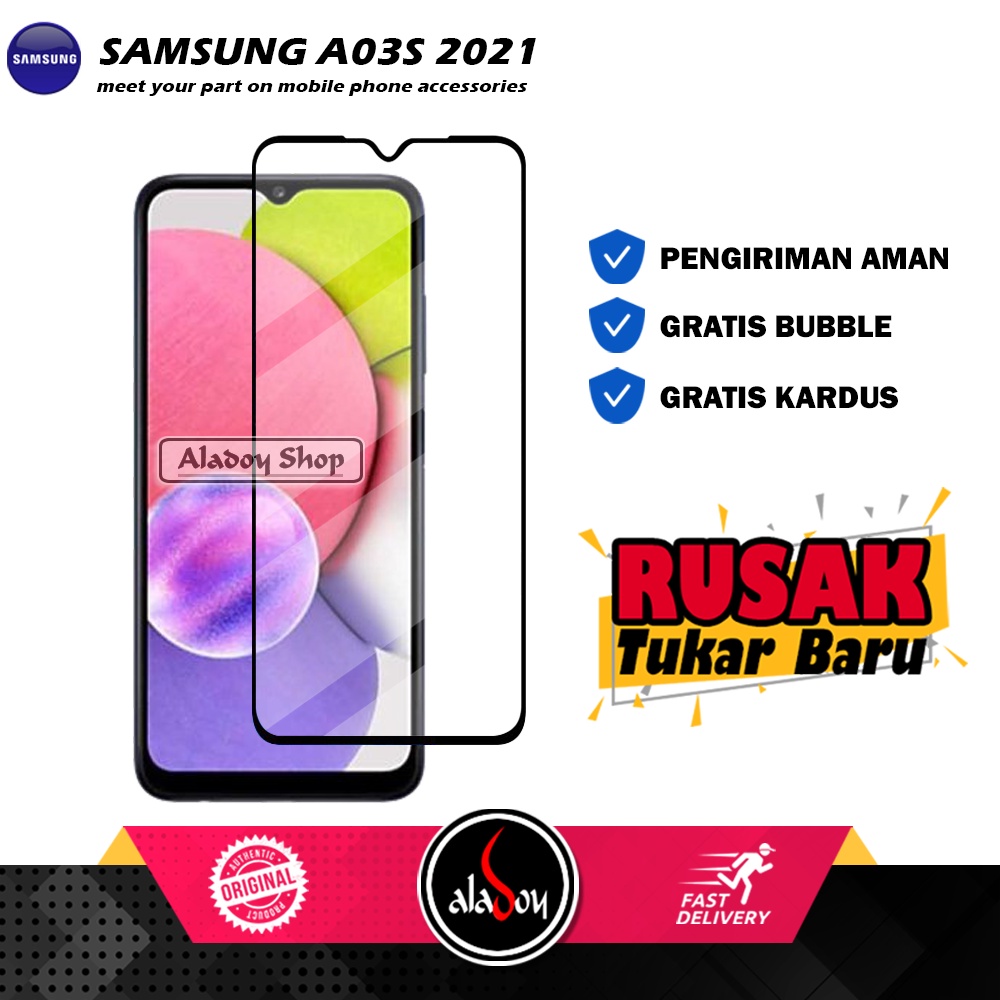 PAKET Case Autofocus Leather Free Tempered Glass Pelindung Layar Samsung A03S