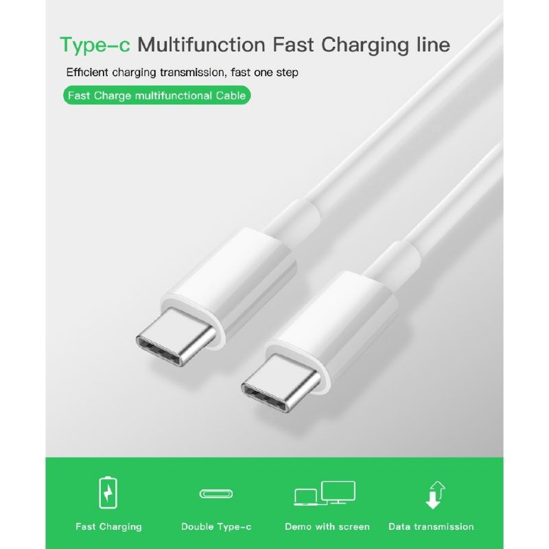 Kabel Data Power Delivery Type C to C P.D 3.0 Pengisian daya cepat