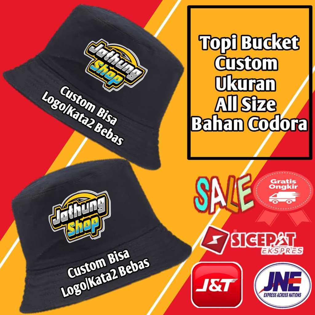 Topi Bucket Custom Bisa Logo / Kata2 Bebas  / Topi Casual / Topi Distro / Topi Pria Keren Cowo Cewe