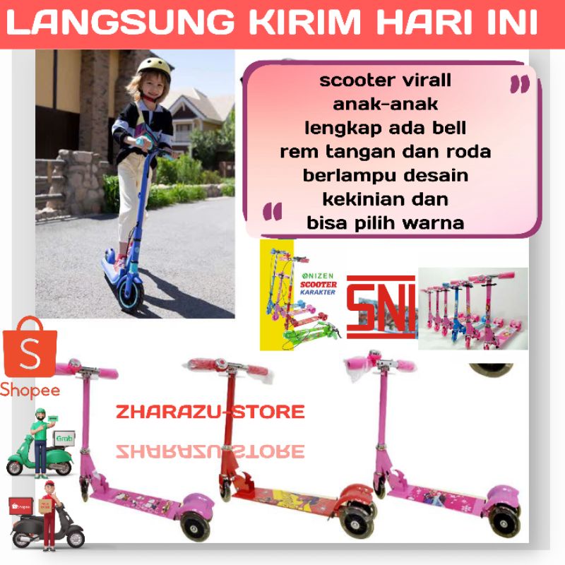 scooter anak karakter besi 3 roda Zharazu-store