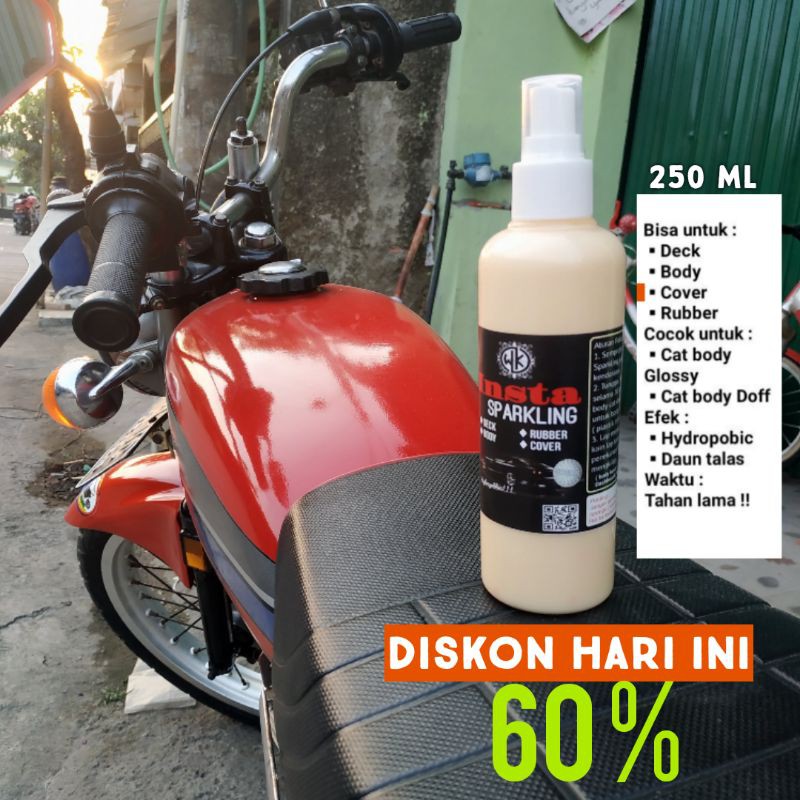 Pengkilap body insta sparkling 250 ml dan pembersih mesin 250 ml bonus kain kicro fibre david