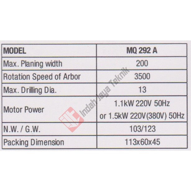 Bench Planning Multifunction Oscar MQ-292 / Mesin Kayu Multi Fungsi
