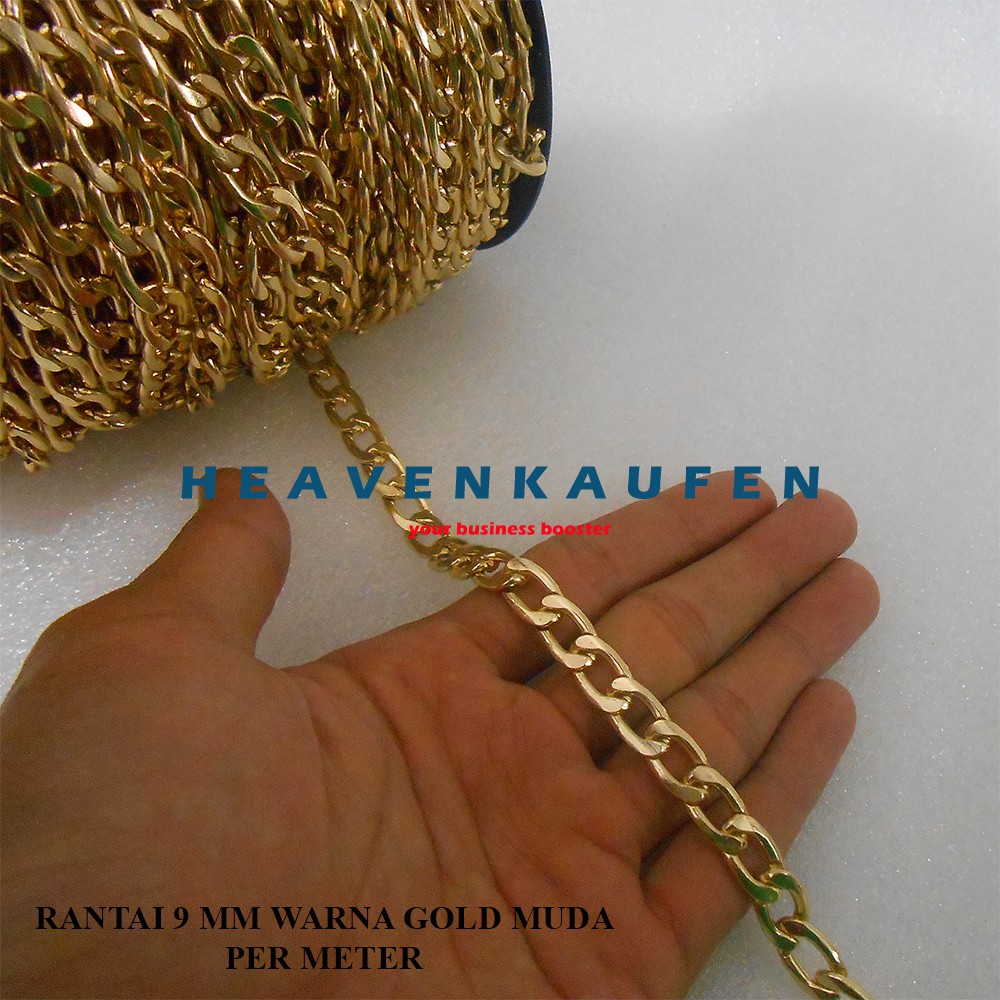 Rantai Lebar 9 mm Warna Gold Muda Untuk Rantai Tas Clutch Dompet Dll Harga Per Meter