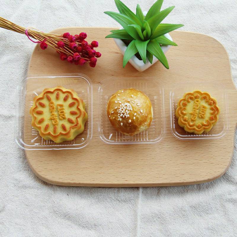 [5 Pcs] Tatakan Cup Mika Bening Kotak Tempat Puding Kue Bulan Mooncake Roti