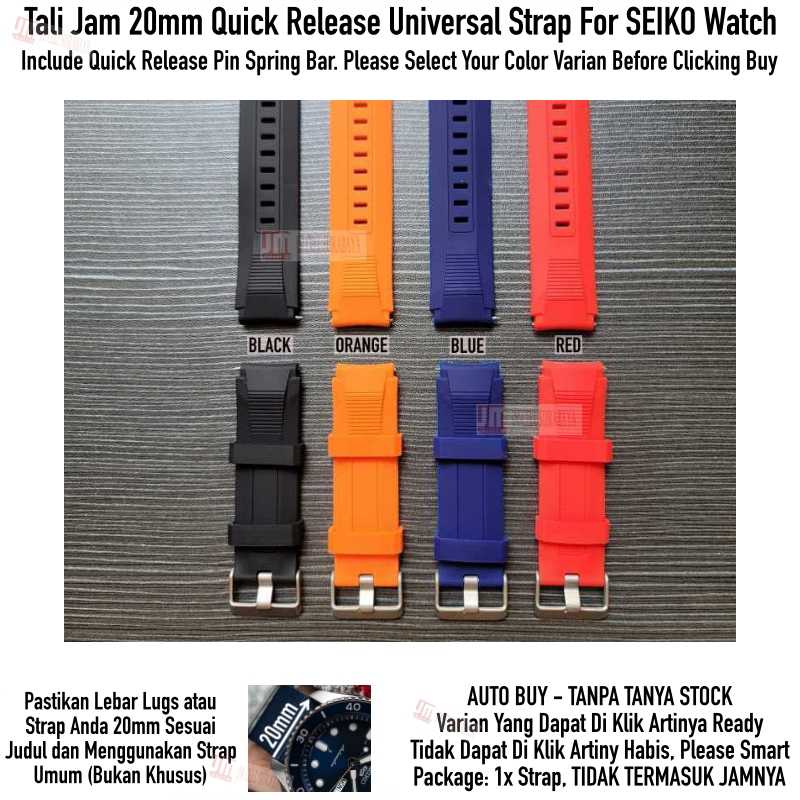 SIKAI Wide Watch Strap SEIKO Universal 20mm - Tali Jam Rubber Sporty Silikon