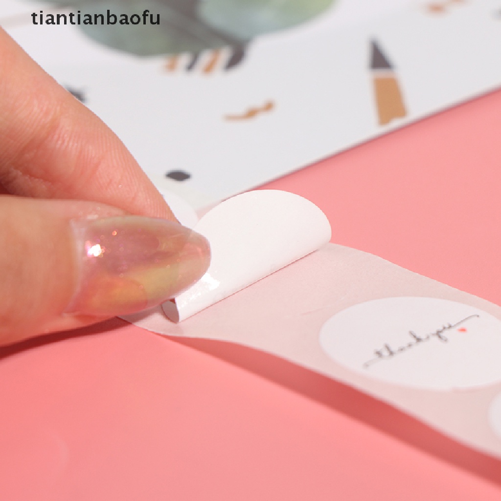 [tiantianbaofu] 500pcs/roll Round White paper label sticker thank you sticker scrapbook 1 inch Boutique