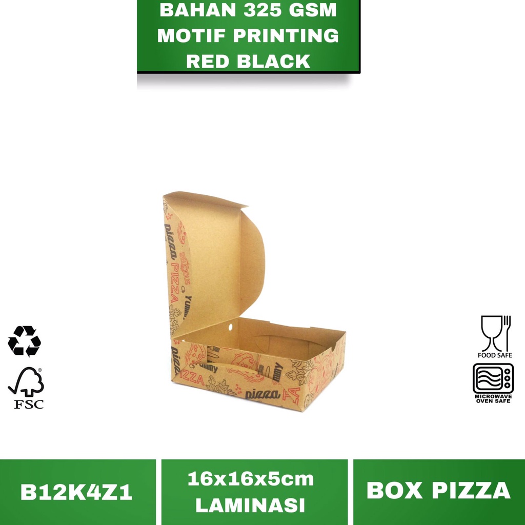 Box Pizza 16X16 Tebal 325 Gsm Laminasi (B12K4Z1-16X16X5 Cm)