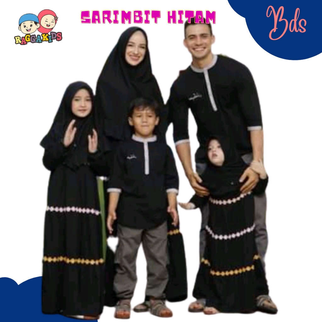 Raggakids Couple Gamis Anak RG37 Gamis Dewasa RGD37 Hitam