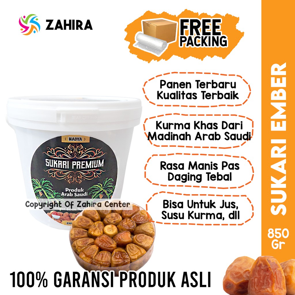 

Kurma Sukari Ember 850gr Sukkari Timba Sukari Al Qaseem Al Qosim Al Qassim Original Premium Grade A