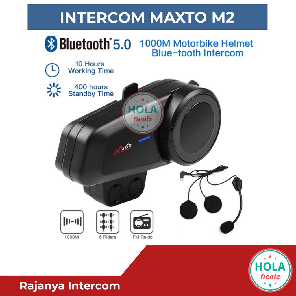 MAXTO M2 BLUEOTOOTH HELM INTERCOM MAXTO M2 INTERCOM 6 RIDER MEGA BASS BT HEADSET ORIGINAL