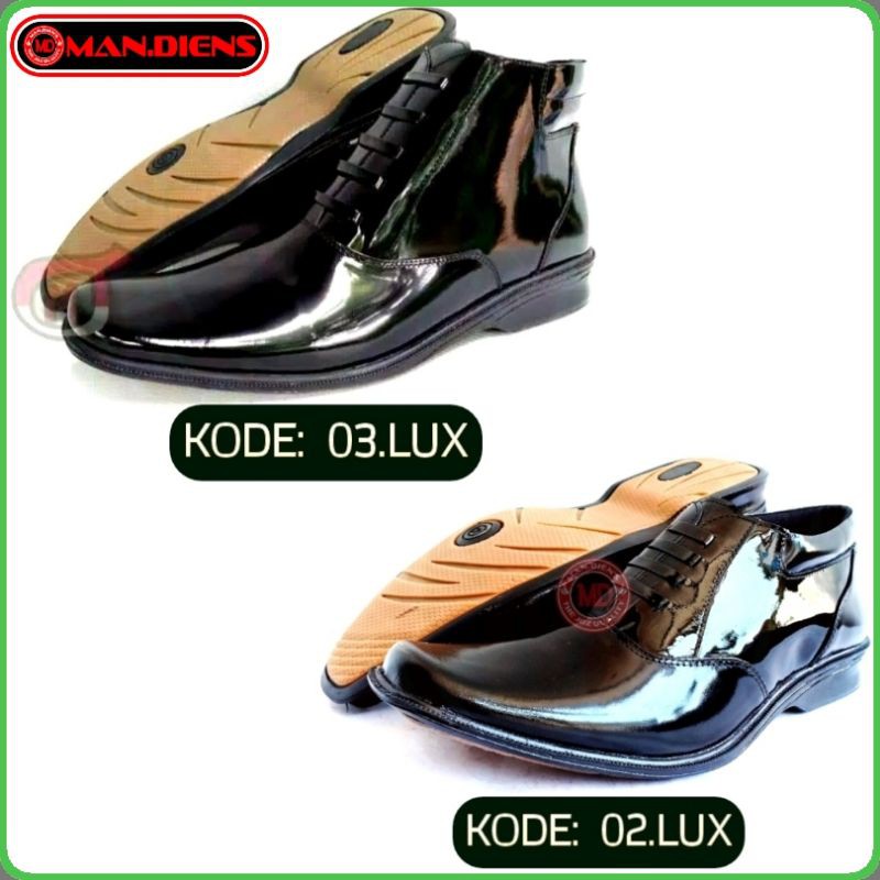 MANDIENS 02.LUX/03.LUX - Sepatu Formal Pria Sepatu Kulit PDH TNI POLRI Sepatu Kerja Dinas Security