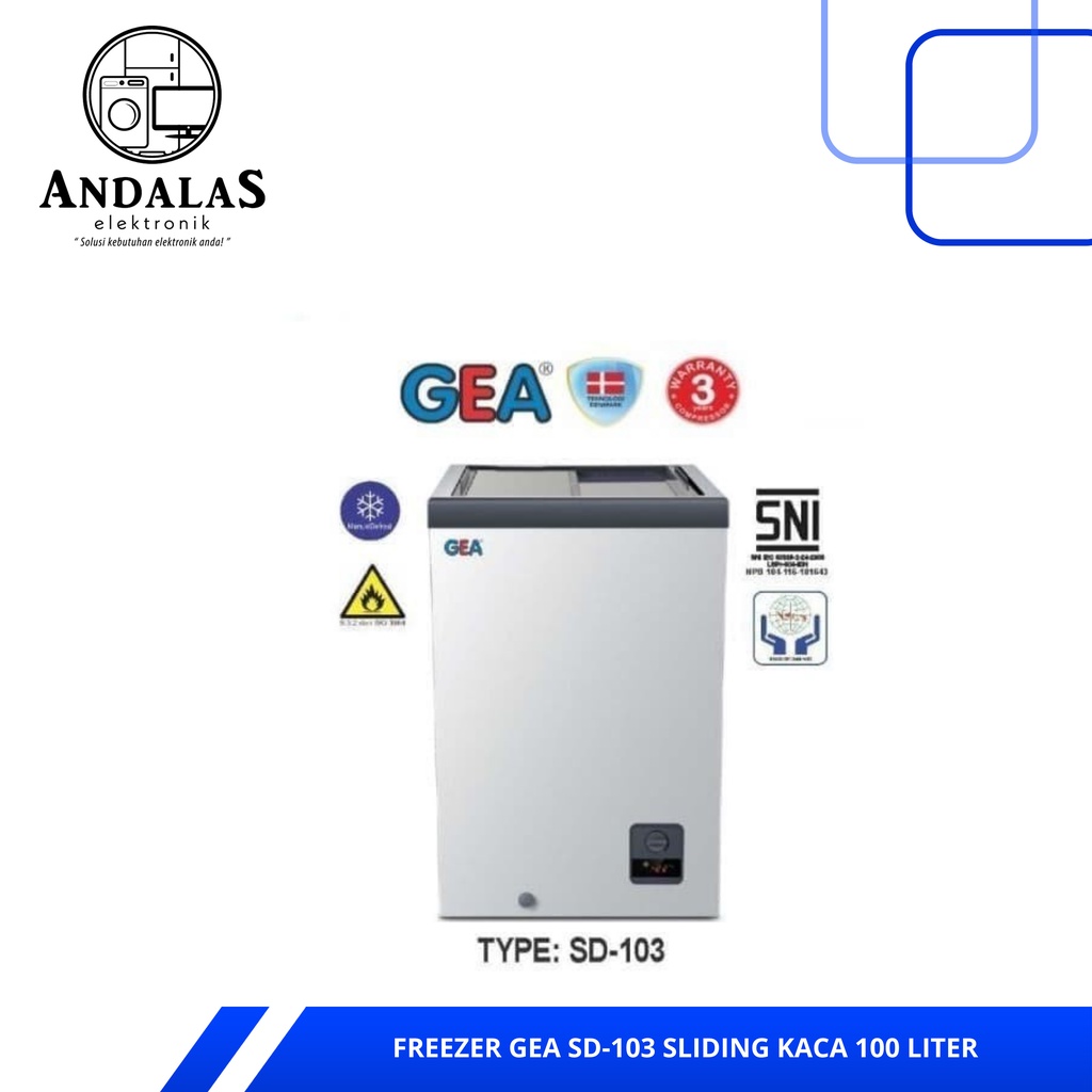 FREEZER GEA SD-103 SLIDING KACA KAPASITAS 100 LITER FREEZER GEA 103