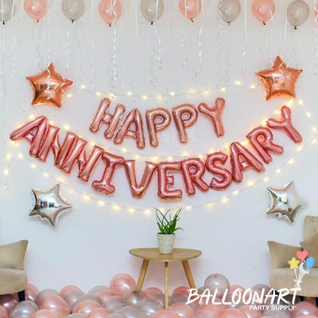 @=@=@=@=] HAPPY ANNIVERSARY ROSE SILVER DEKORASI SET/PAKET DEKORASI ANNIVERSARY