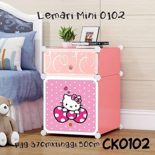 MILIKI SEGERA!!! Lemari Sisi Ranjang karakter Portable Mini 2 Susun Rak Serbaguna Nakas Plastik 2 Susun - Lemari Kecil Bedside Table