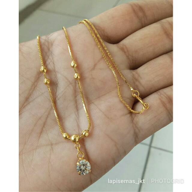 Kalung bandul Permata cantik lapis emas 24k