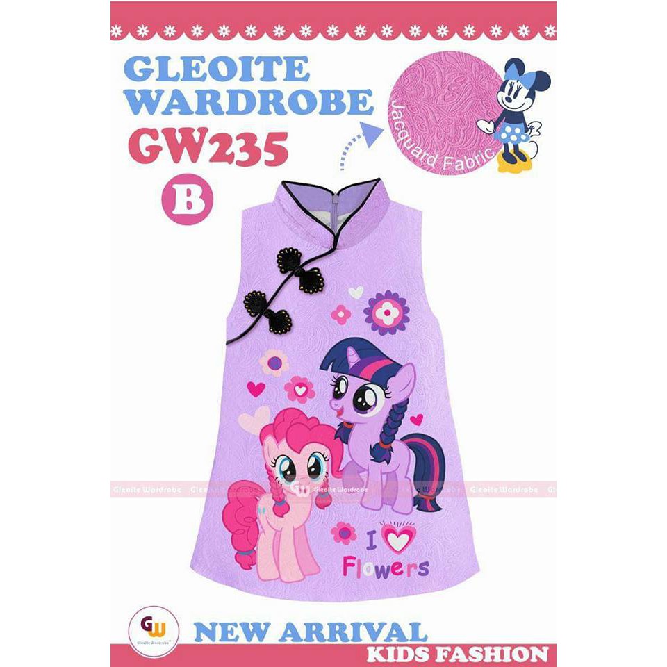 Dress Impor Anak Perempuan - cheongsam ungu pony