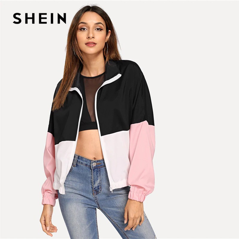 women's color block windbreaker jacket