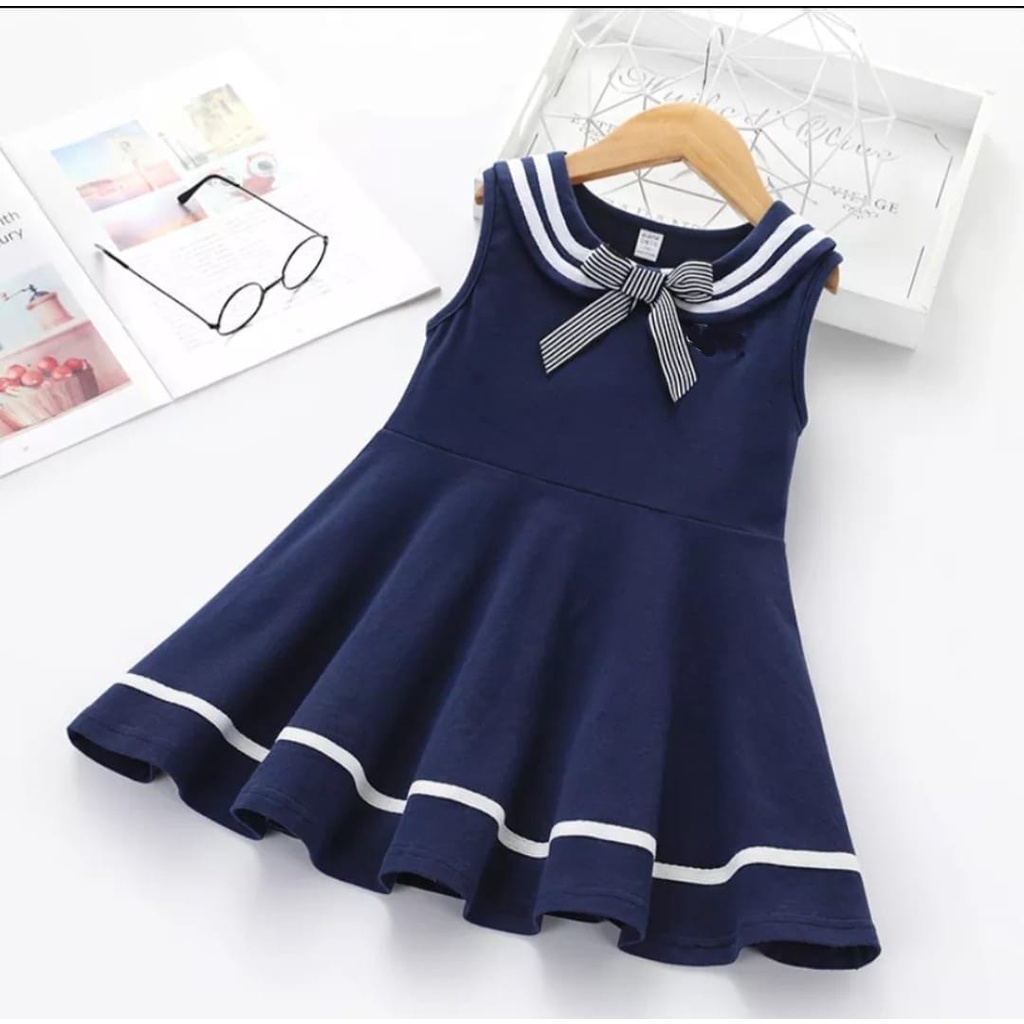 QFS - DRESS ANAK TERBARU / DRESS LOLA / MERAH / NAVY / 6-10THN