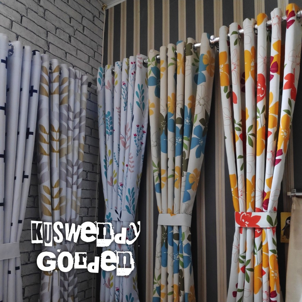 Gorden Blackout Motif 100 x 200 cm Tinggi 2  meter Hordeng Jendela Pintu Tirai Minimalis