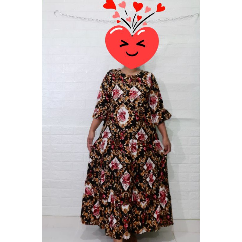 Daster Lengan 3/4 Gajah Putih | Daster Menyusui Gajah Putih | Gamis Menyusui Rayon Gajah Putih