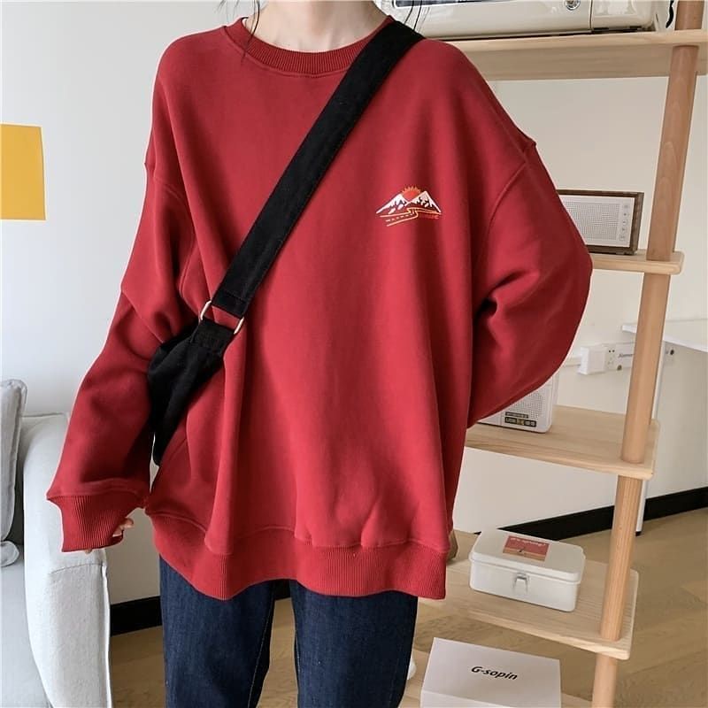 Jaket sweater Crewneck oversize pakaian pria wanita Outerwear Korean Style LAZY WOMEN