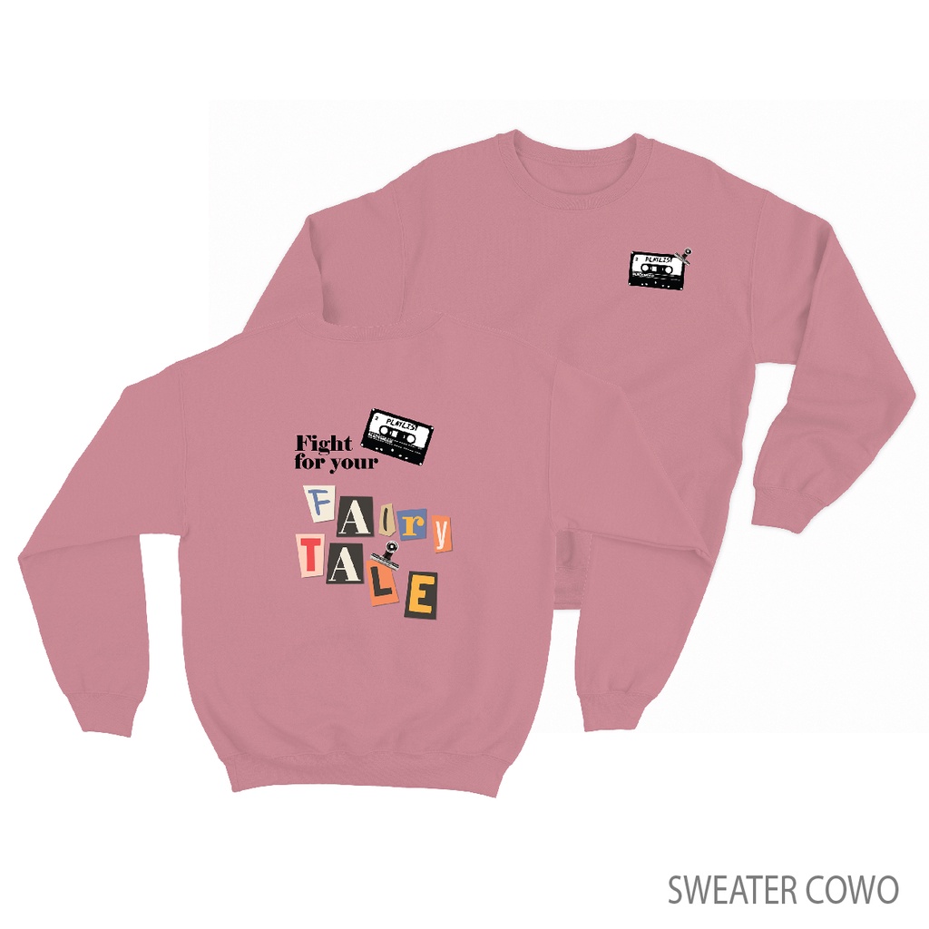 Sweaterpolos Basic Sweater FAIRY TALE ( Sablon ) Unisex Pria &amp; Wanita